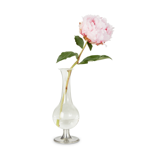 Pewter Footed Glass Vase