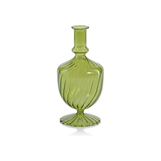 Venetian Spiral Vase Green Urn Shape