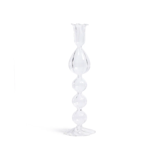 Marais Blown Glass Taper Candle Holder Clear 9.25"
