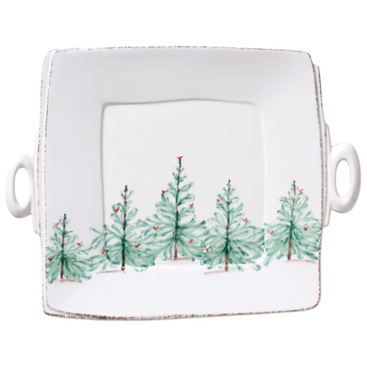 Lastra Holiday Handled Square Platter
