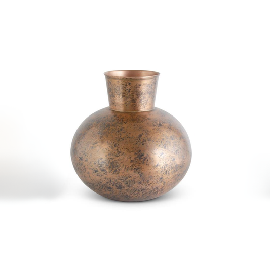 Copper Distressed Metal Vase Rounded
