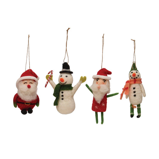 Fabric & Wool Felt Santa/Snowman Ornament