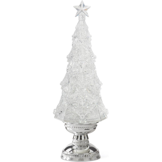 16" Silver Water Spinning LED Christmas Tree w/Timer