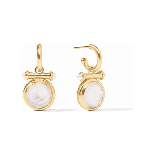 Bamboo Hoop & Charm Earring Clear Crystal