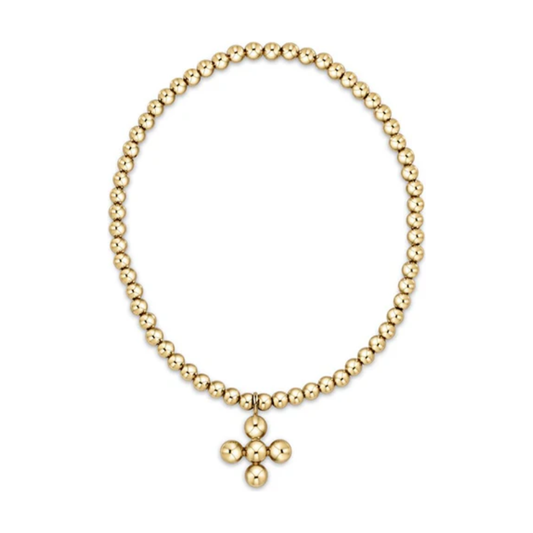 Classic Gold 3mm Bead Bracelet Signature Cross 4mm