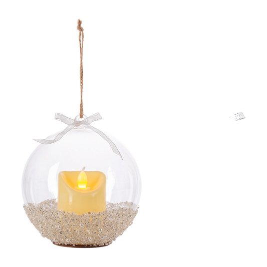 Lit Glass Ornament with Candle