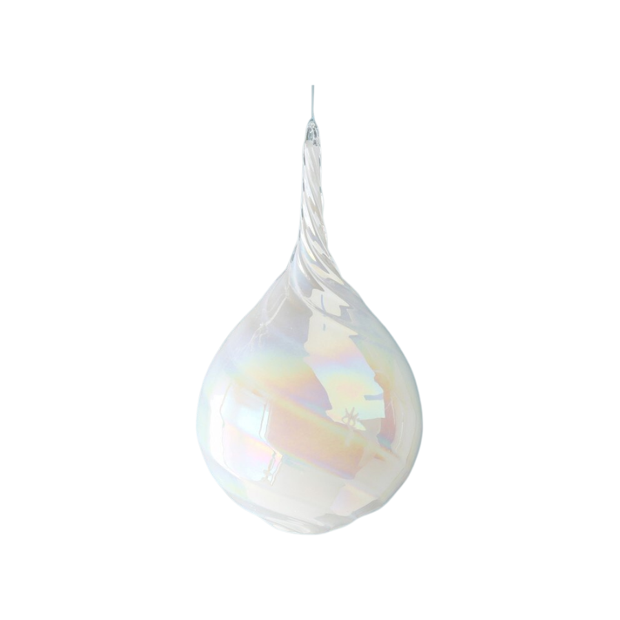 Frosty Pearl Teardrop Glass Ornament