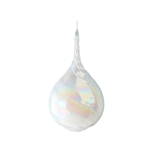 Frosty Pearl Teardrop Glass Ornament