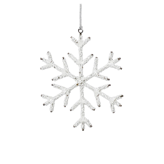 Beaded Snowflake Ornament White 8 in"