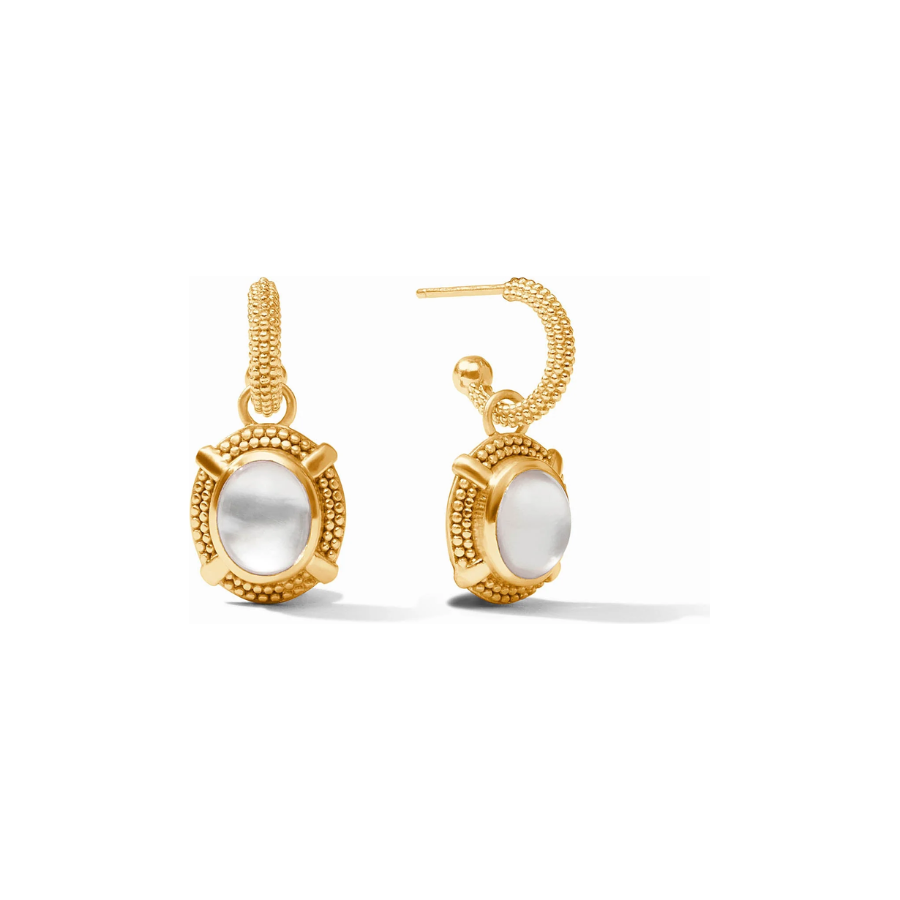 Cabochon Hoop & Charm Earring Clear Crystal