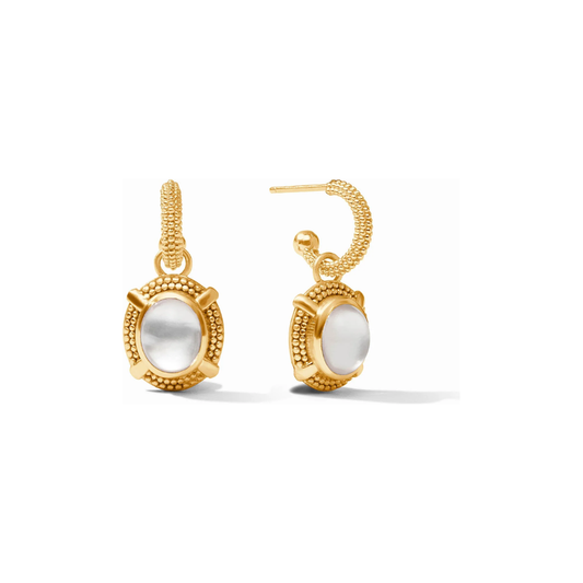 Cabochon Hoop & Charm Earring Clear Crystal