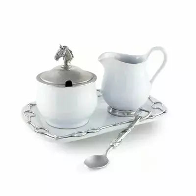 Porcelain and Pewter Creamer Set Collection