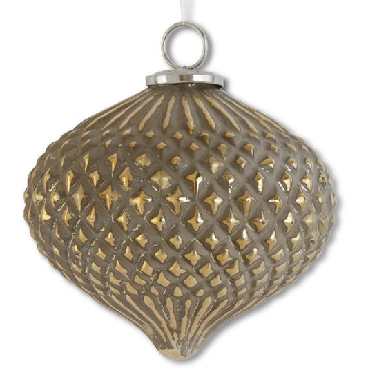 7.25" Distressed Gold Glass Onion Orn