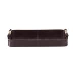 Brown Leather Tray w/ Gold Handles Sm