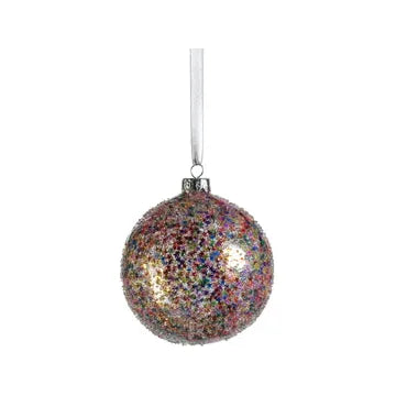 Confetti Glass Ball Ornament 4"