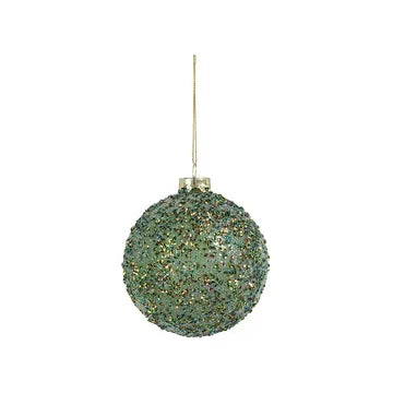 Beaded Green Glass Ball 4"