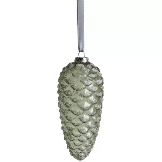 Pine Cone Glass W/Glitter 5.5"