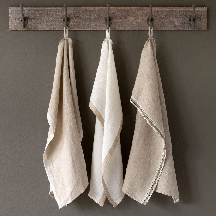 Soft Linen Banded Dish Towel Neutral