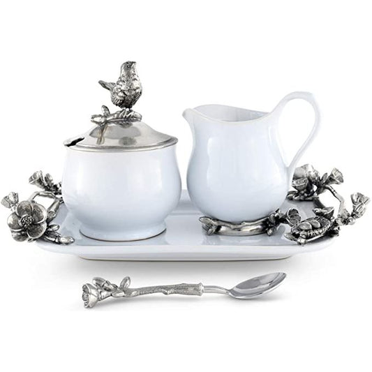 Porcelain and Pewter Creamer Set Collection