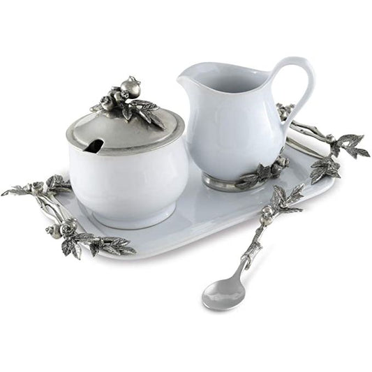 Porcelain and Pewter Creamer Set Collection