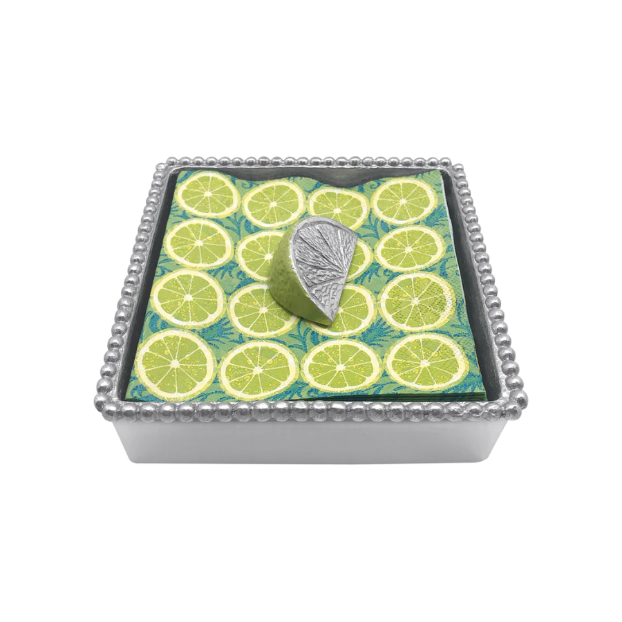 Green Lime Beaded Napkin Box Set