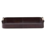 Brown Leather Tray w/ Gold Handles Lg