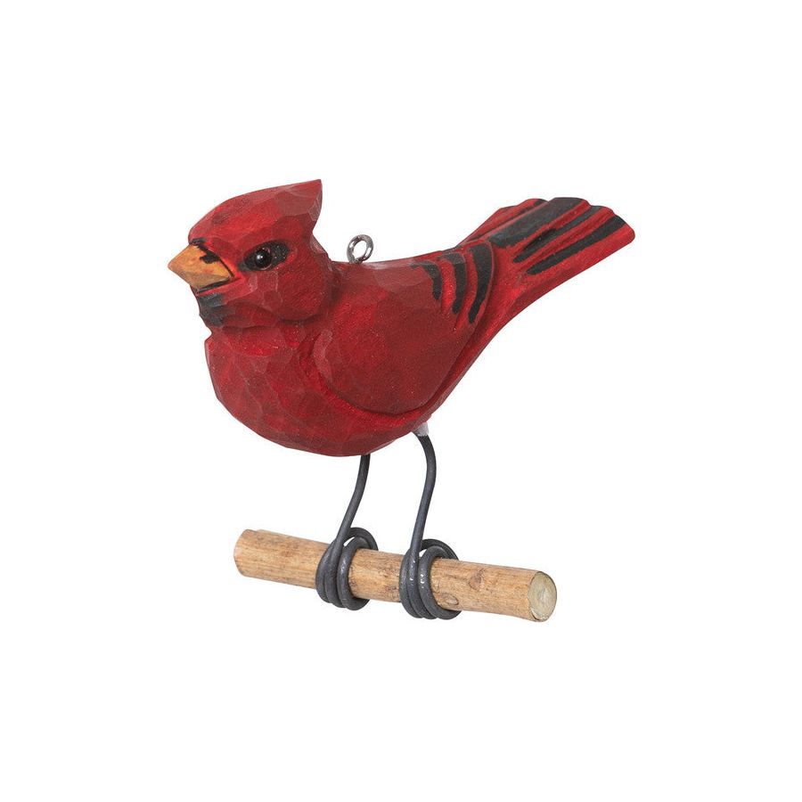 Hand Carved Wood Cardinal Ornament