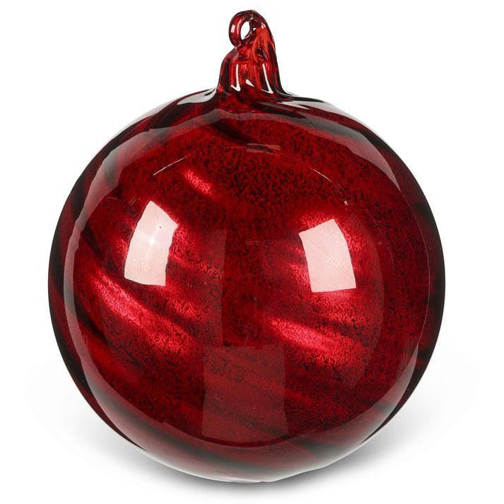 4" Round Red Ornament w/ Swirl