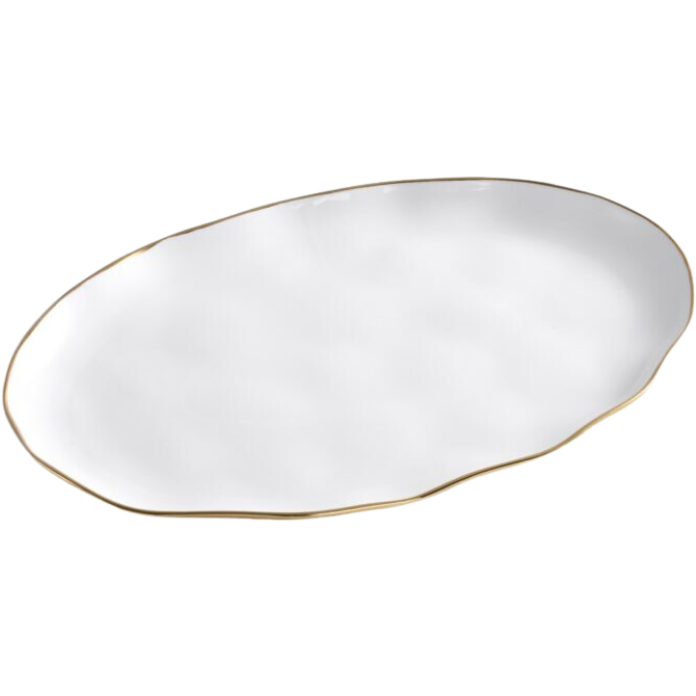 Oval Platter White/Gold