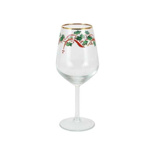 Holly Wine Glass