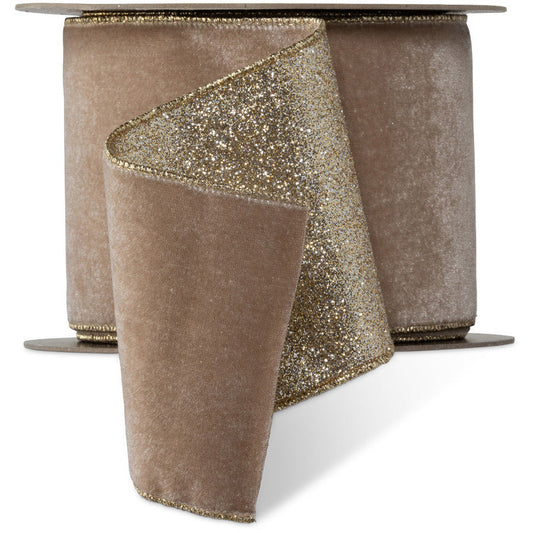 Platinum Glitter Back Velvet Ribbon