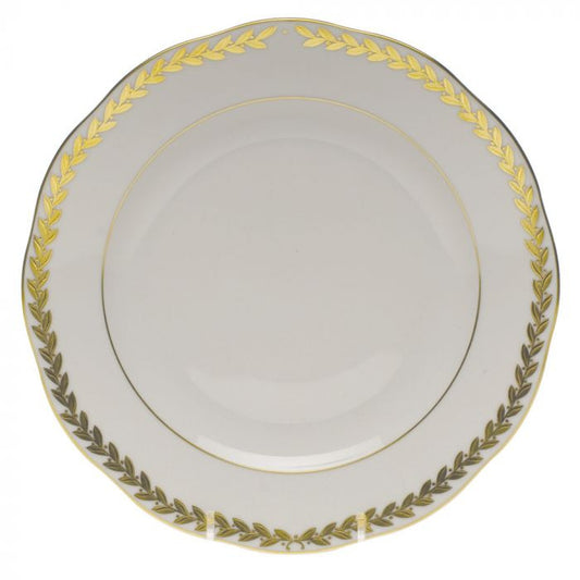 Golden Laurel Dessert 9" - White