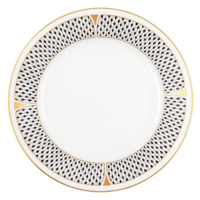 Art Deco Black Dinner Plate 10.5"