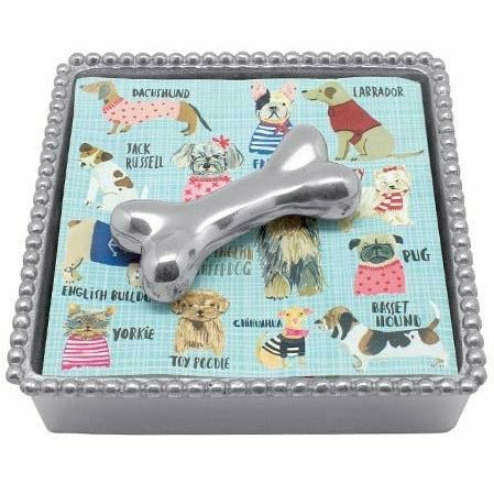 Dog Bone Beaded Napkin Box 3pc Set