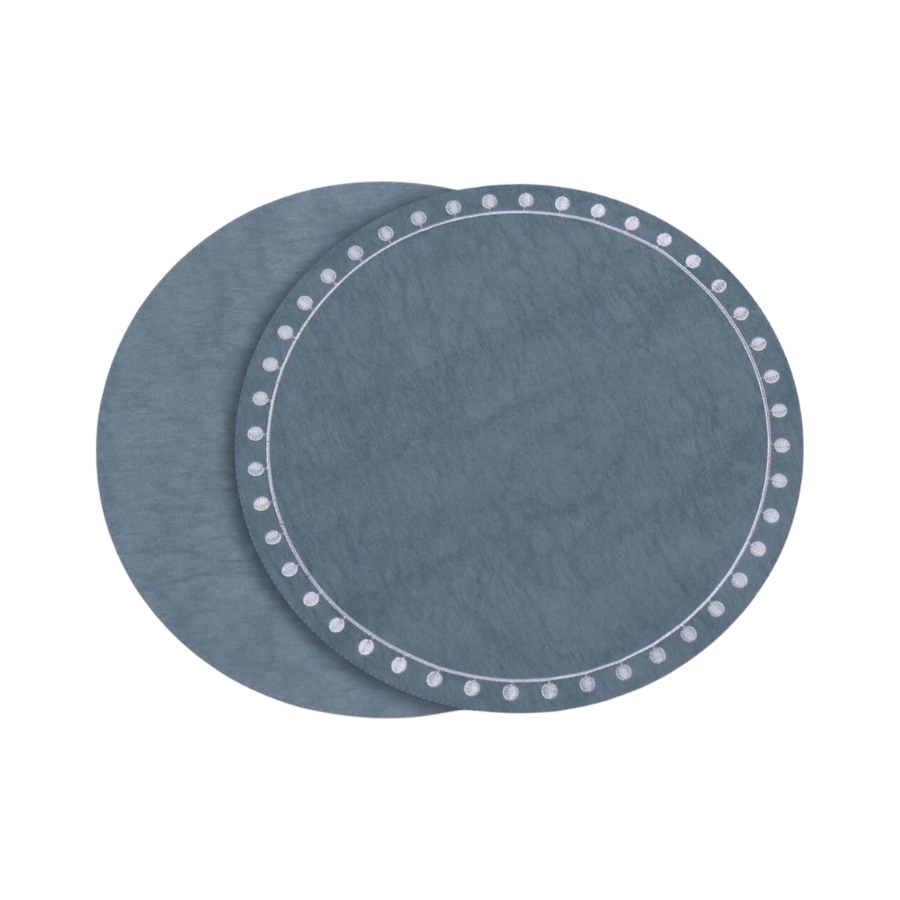 VIDA Round Embroidered Dots Placemat Set/4