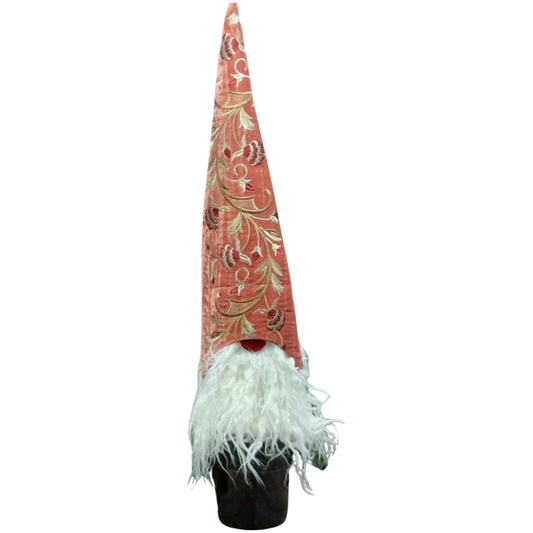 14" Velvet Gnome Persimmon Floral Wine Hat