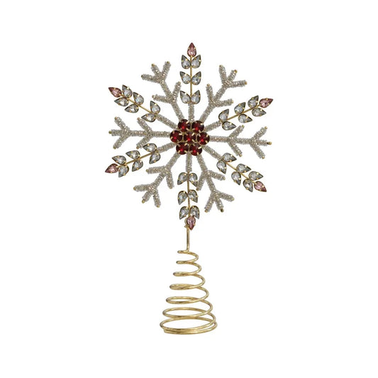 11"H Metal, Glass & Acrylic Snowflake Tree Topper w/Jewels