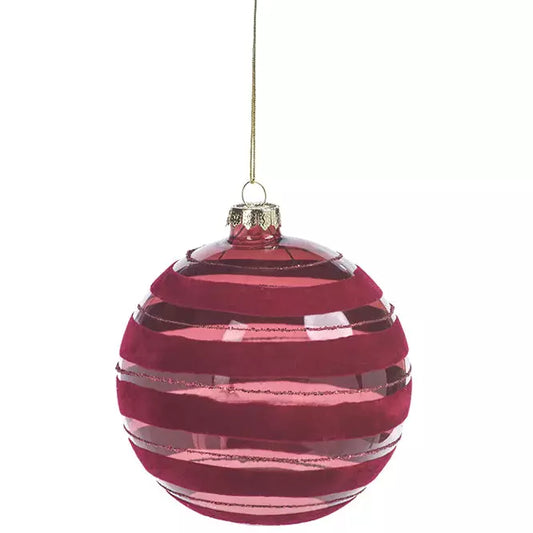 Red Flocked Striped Ornament