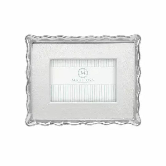 White Leather with Wavy Border
