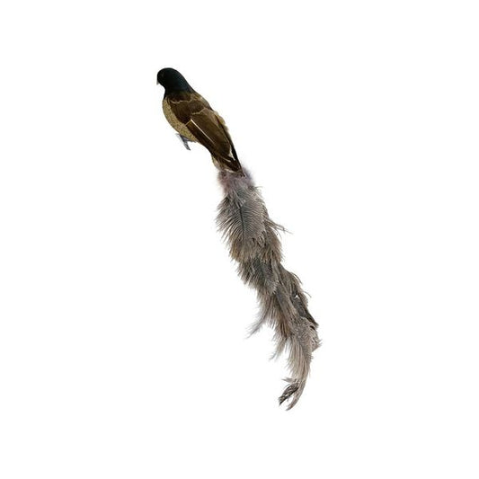 Feather Bird Silver w/ Ostrich Feather Tail Lg